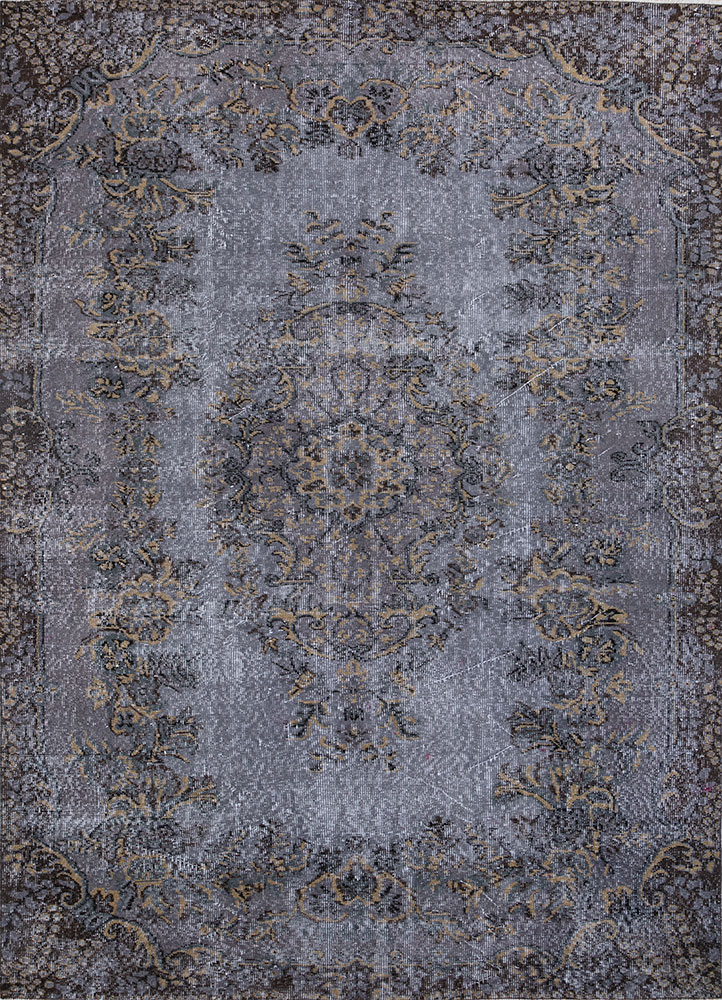 lacuna grey and black wool hand knotted Rug - HeadShot