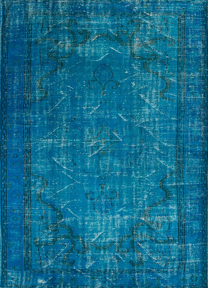 lacuna blue wool hand knotted Rug - HeadShot