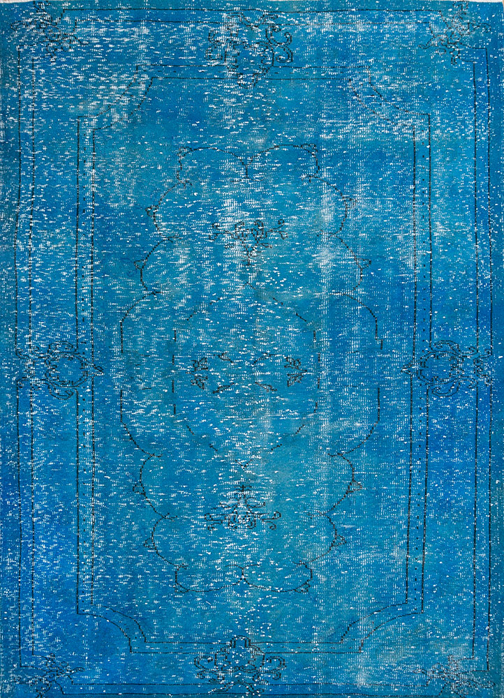 lacuna blue wool hand knotted Rug - HeadShot