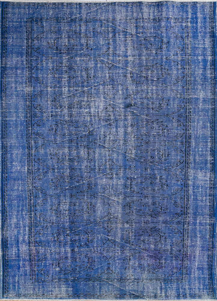 lacuna blue wool hand knotted Rug - HeadShot