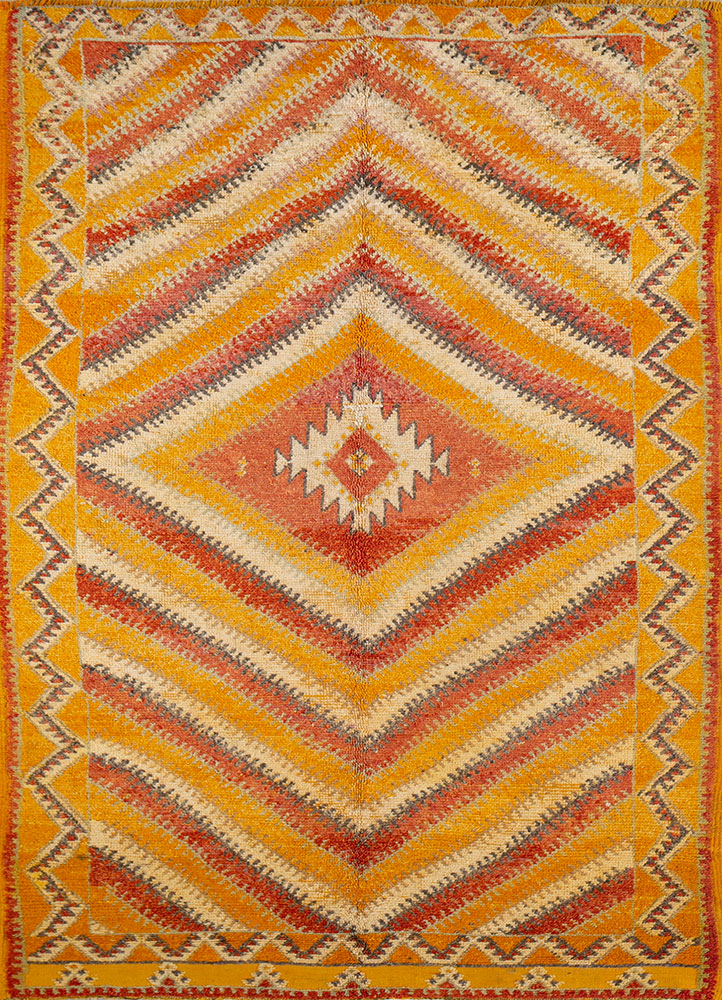 nuray red and orange wool hand knotted Rug - HeadShot