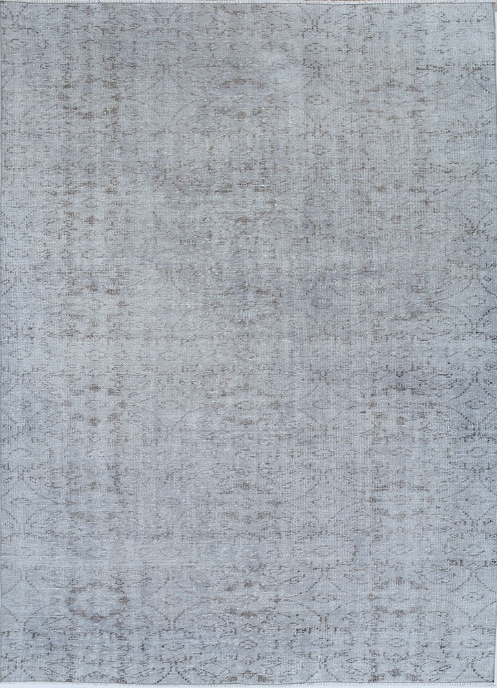 vintage grey and black wool hand knotted Rug - HeadShot