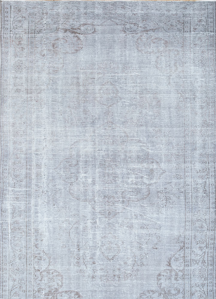 vintage grey and black wool hand knotted Rug - HeadShot