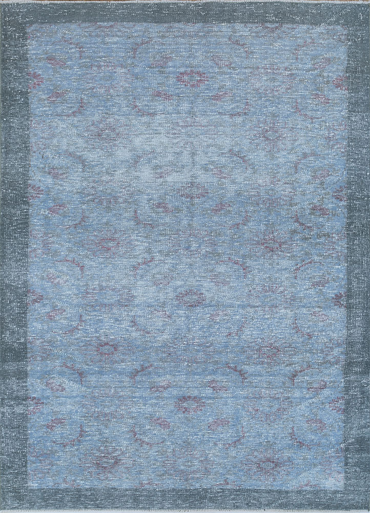 lacuna blue wool hand knotted Rug - HeadShot