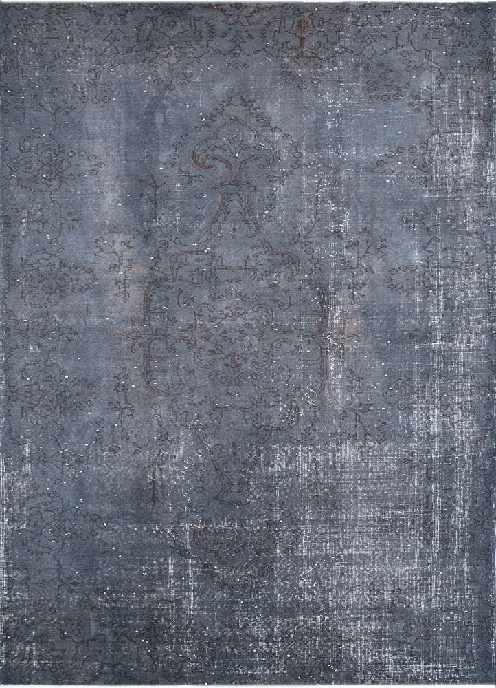 lacuna grey and black wool hand knotted Rug - HeadShot