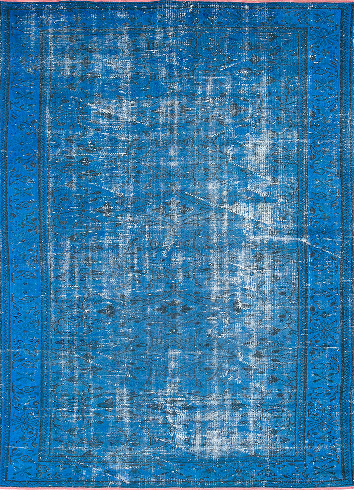 lacuna blue wool hand knotted Rug - HeadShot