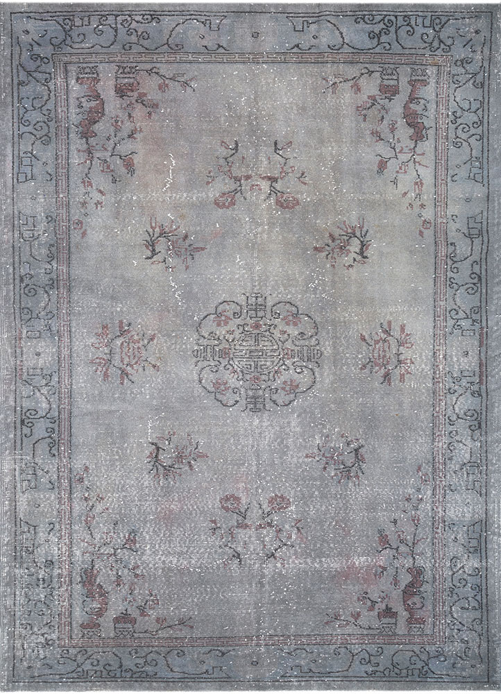 lacuna grey and black wool hand knotted Rug - HeadShot