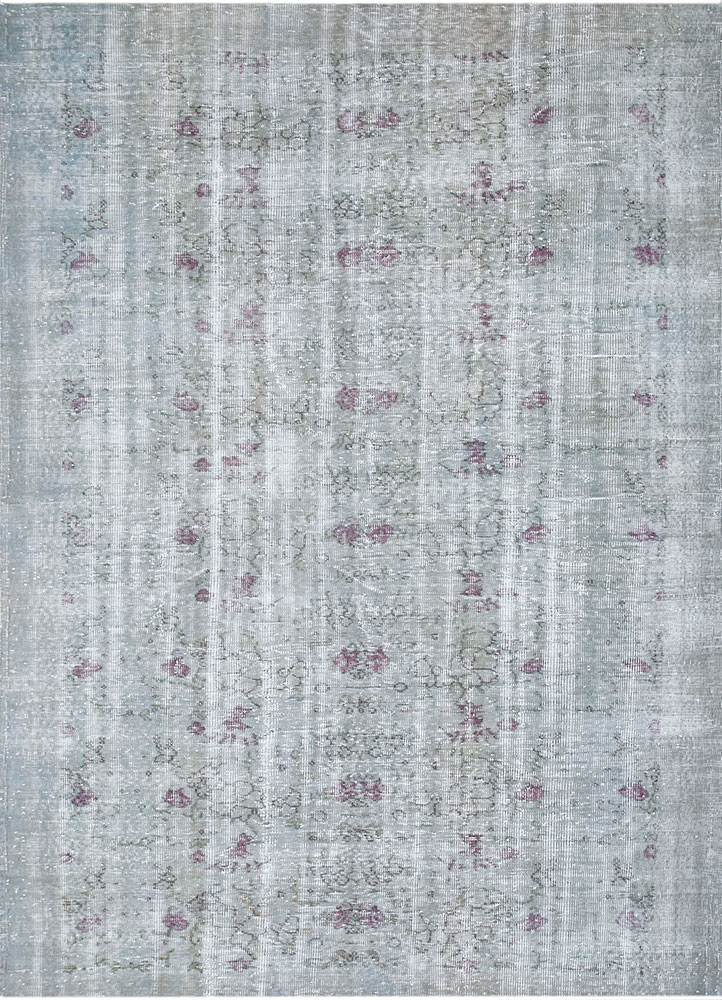 vintage grey and black wool hand knotted Rug - HeadShot