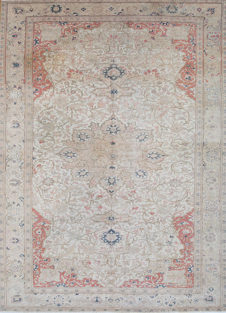 aalam red and orange wool hand knotted Rug - HeadShot