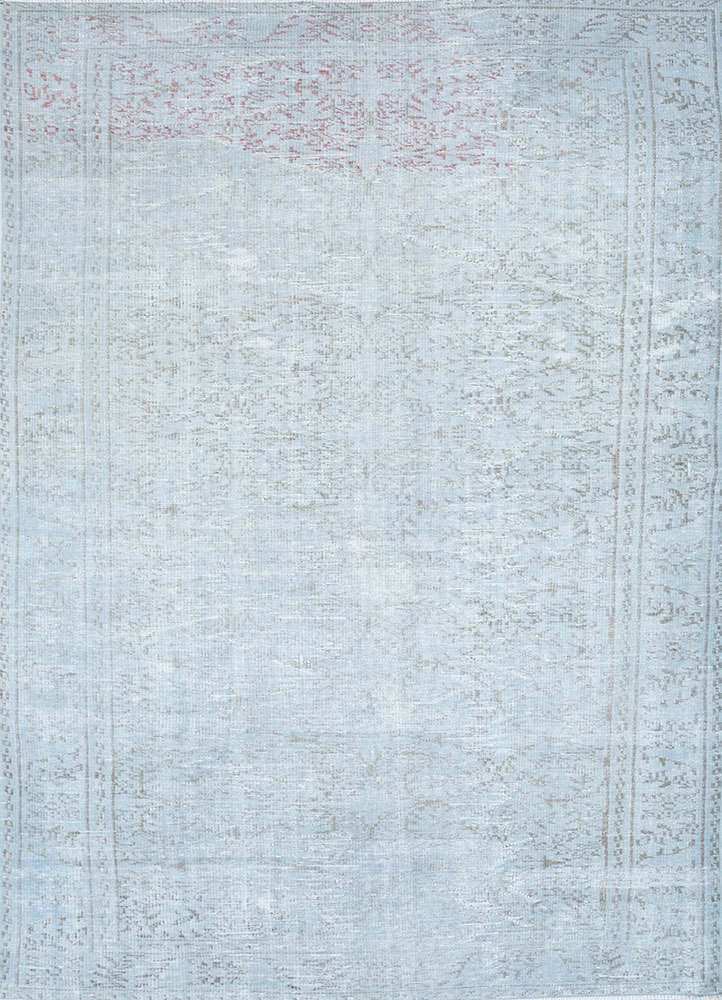lacuna blue wool hand knotted Rug - HeadShot