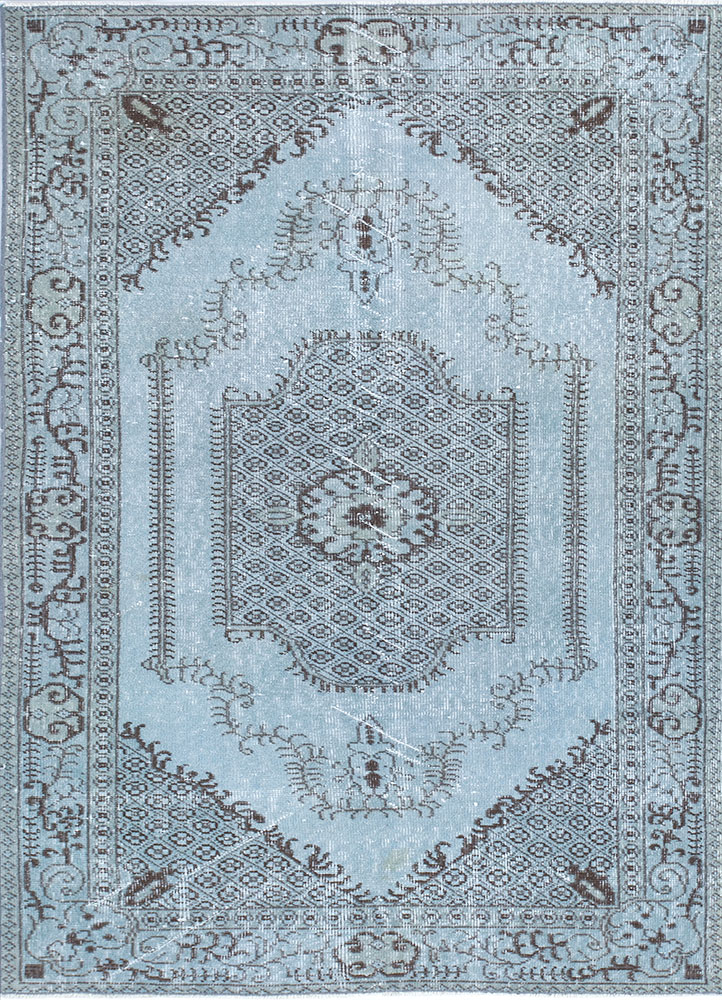 lacuna blue wool hand knotted Rug - HeadShot