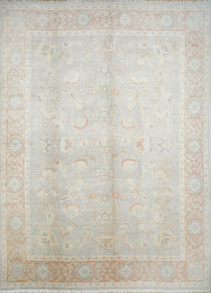 aalam grey and black wool hand knotted Rug - HeadShot