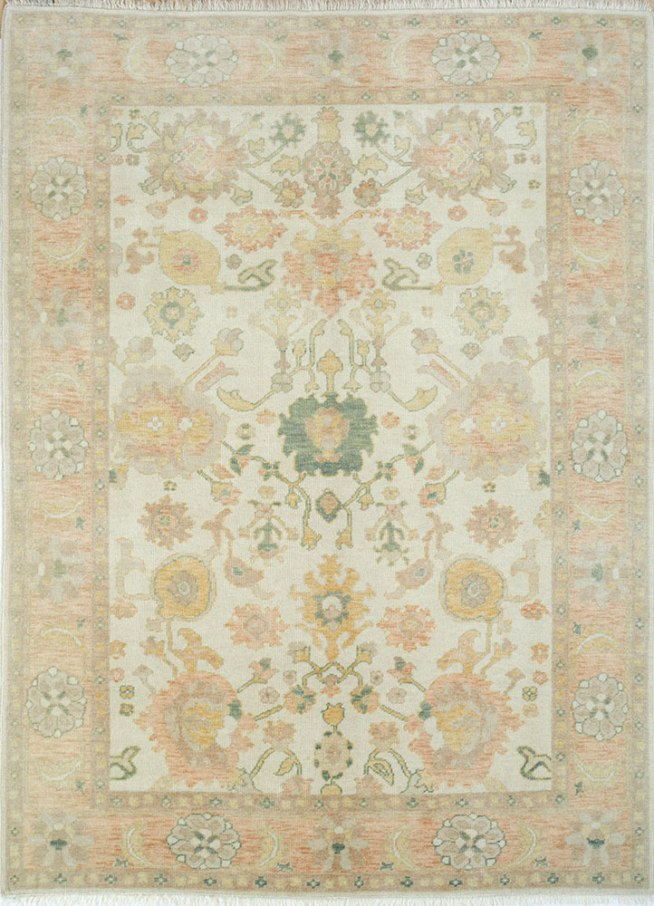 aalam red and orange wool hand knotted Rug - HeadShot