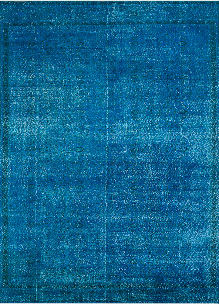 lacuna blue wool hand knotted Rug - HeadShot