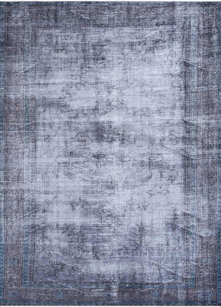 lacuna blue wool hand knotted Rug - HeadShot