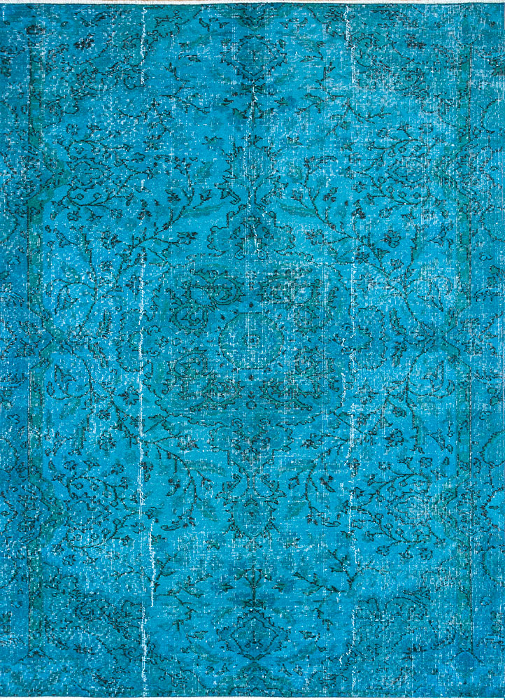 lacuna blue wool hand knotted Rug - HeadShot