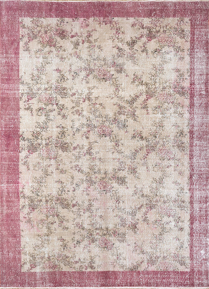 vintage red and orange wool hand knotted Rug - HeadShot