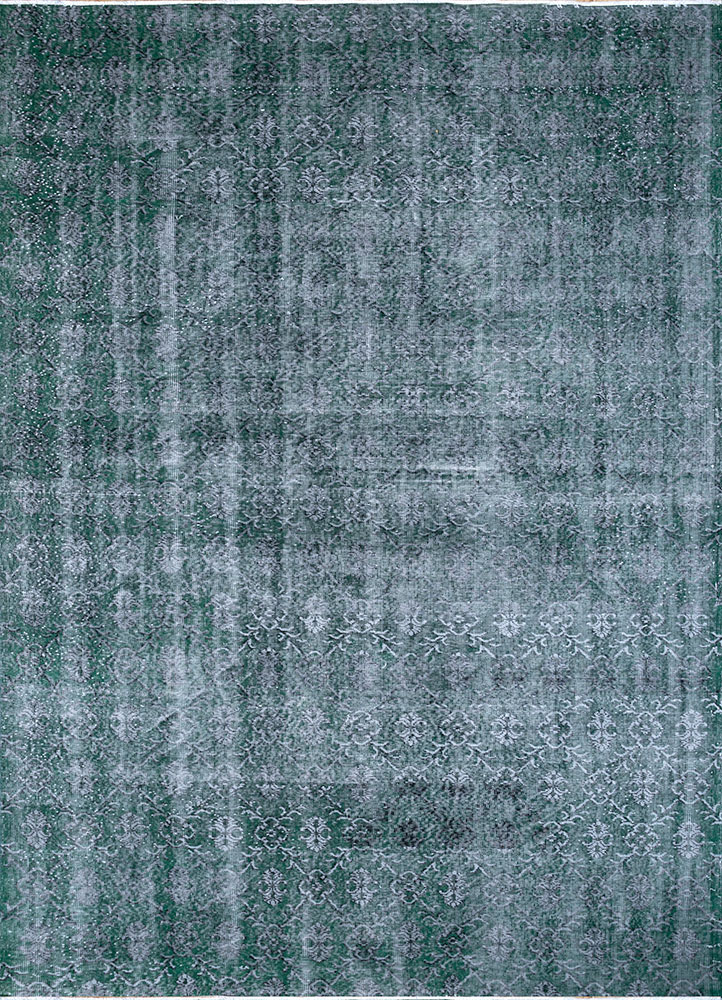 lacuna green wool hand knotted Rug - HeadShot