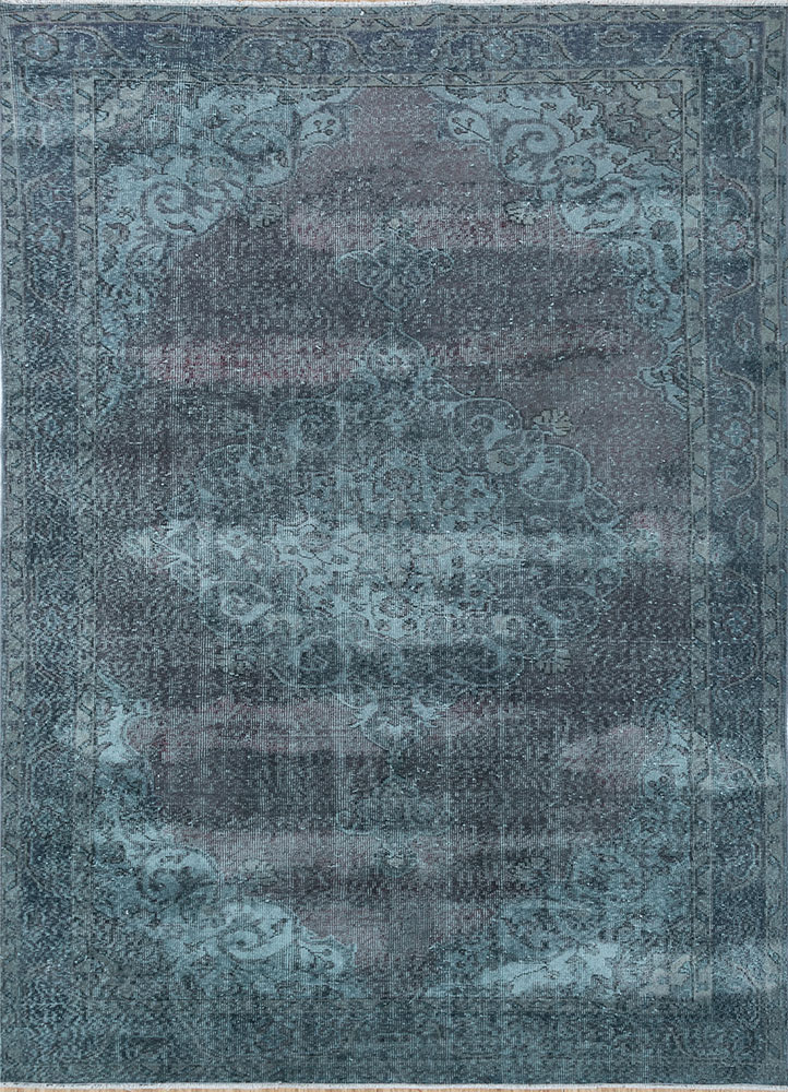 lacuna blue wool hand knotted Rug - HeadShot