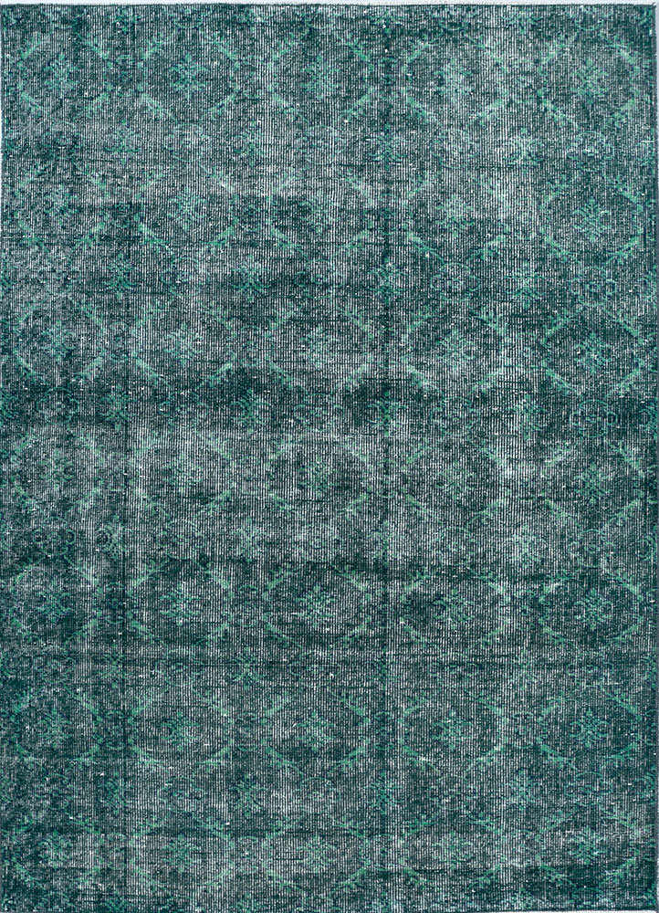 lacuna green wool hand knotted Rug - HeadShot