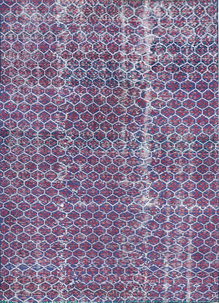 vintage pink and purple wool hand knotted Rug - HeadShot
