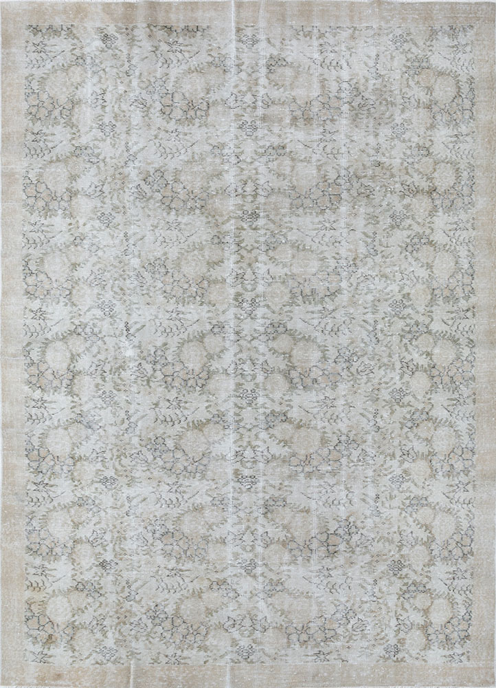 vintage beige and brown wool hand knotted Rug - HeadShot