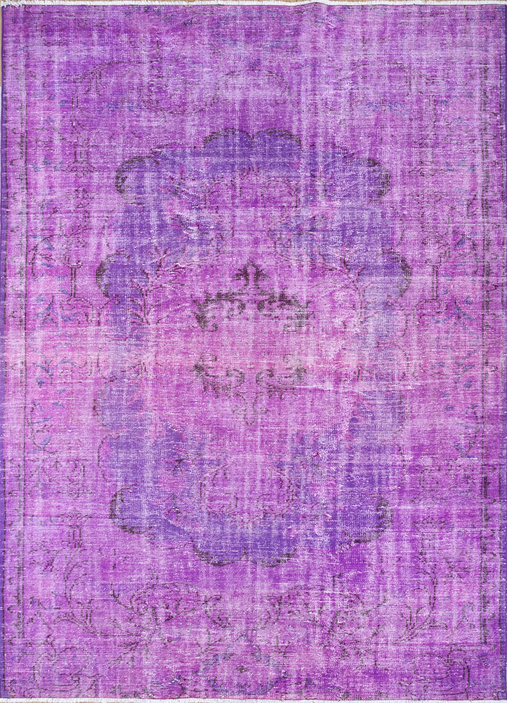 lacuna pink and purple wool hand knotted Rug - HeadShot