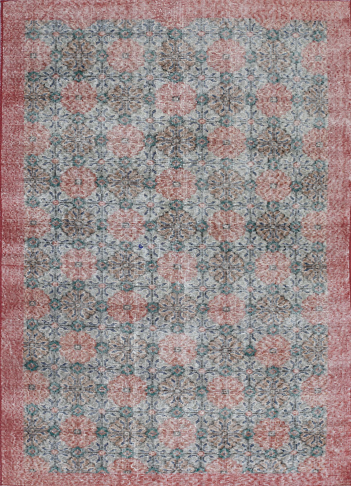 vintage blue wool hand knotted Rug - HeadShot