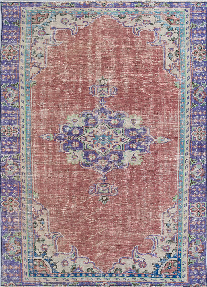 vintage multi wool hand knotted Rug - HeadShot