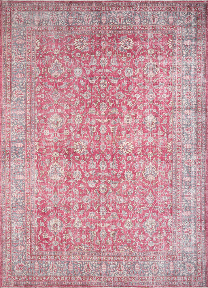vintage red and orange wool hand knotted Rug - HeadShot