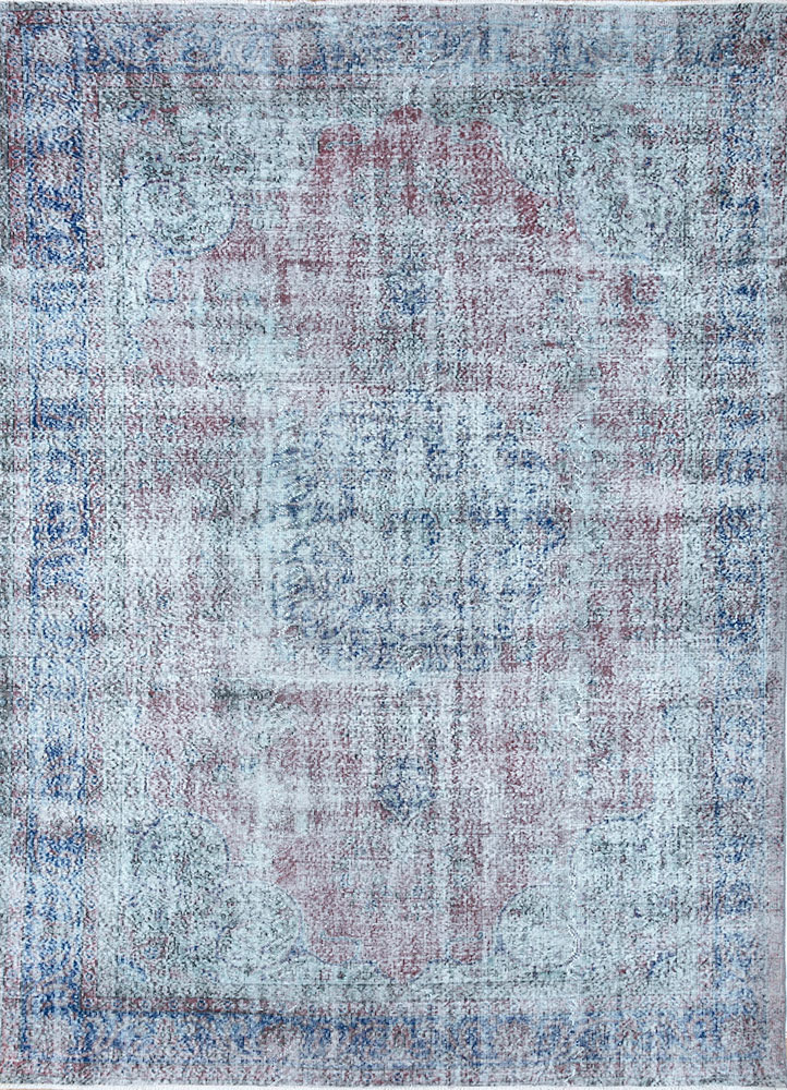 lacuna blue wool hand knotted Rug - HeadShot