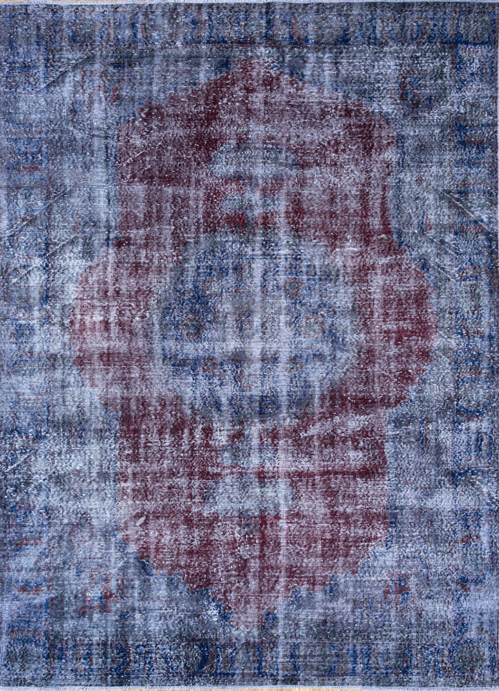 lacuna blue wool hand knotted Rug - HeadShot
