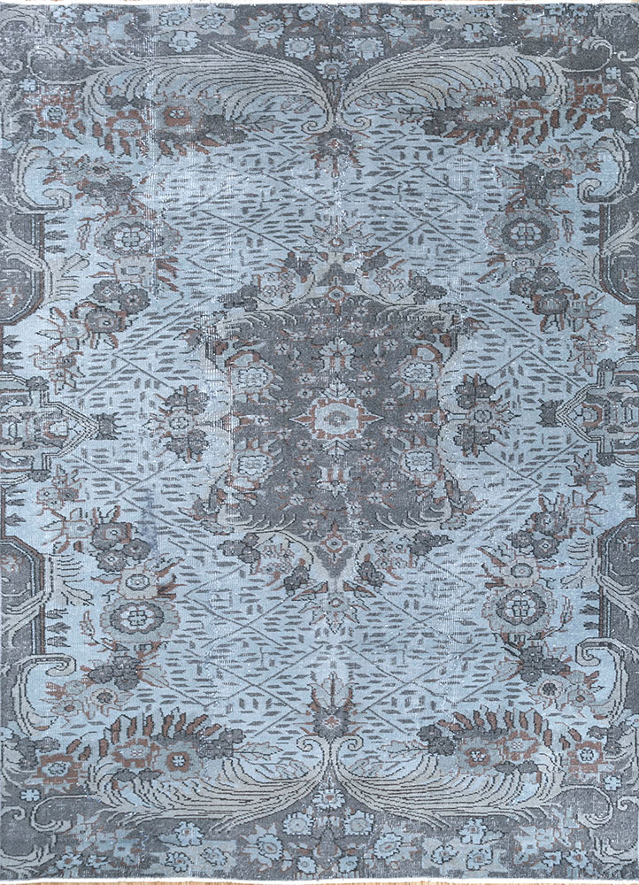 lacuna blue wool hand knotted Rug - HeadShot