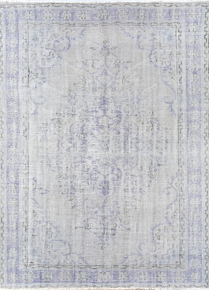 vintage pink and purple wool hand knotted Rug - HeadShot