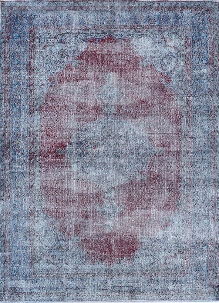 lacuna blue wool hand knotted Rug - HeadShot