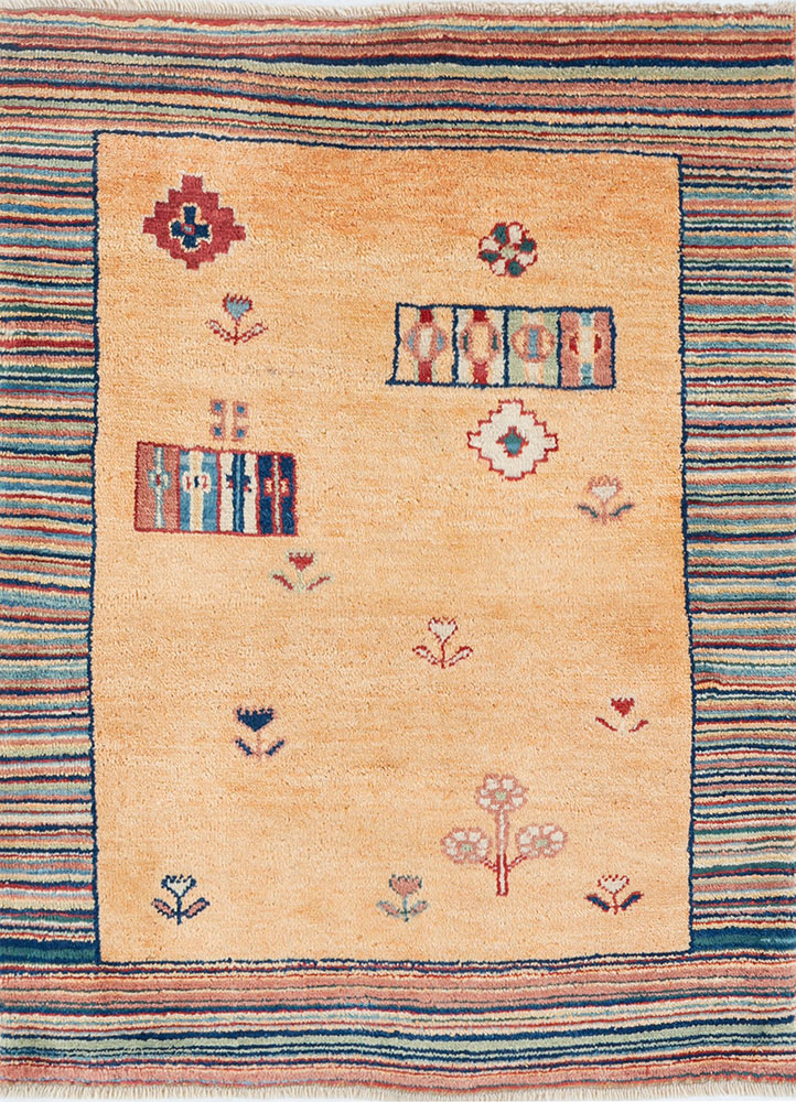 nuray beige and brown wool hand knotted Rug - HeadShot