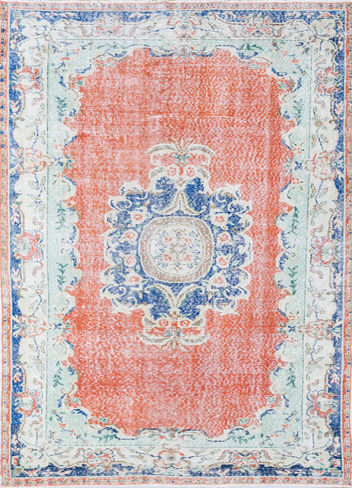 vintage multi wool hand knotted Rug - HeadShot