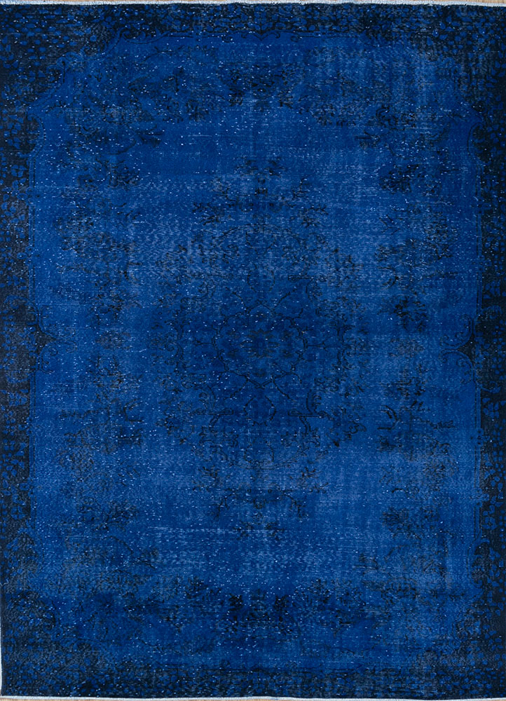 lacuna blue wool hand knotted Rug - HeadShot