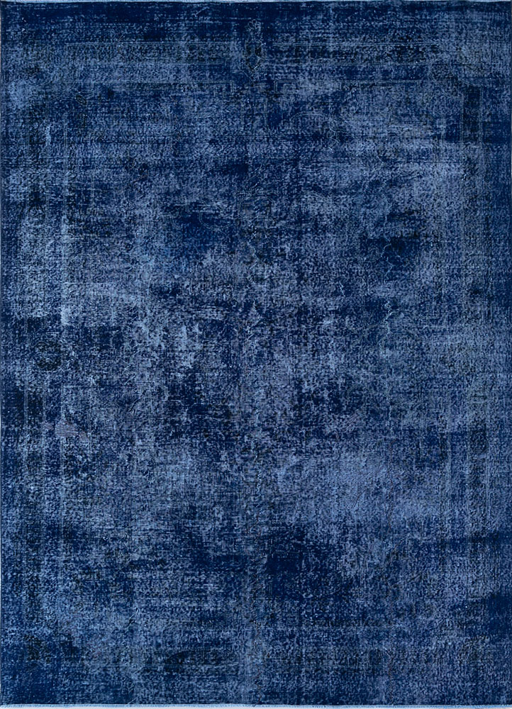 lacuna blue wool hand knotted Rug - HeadShot