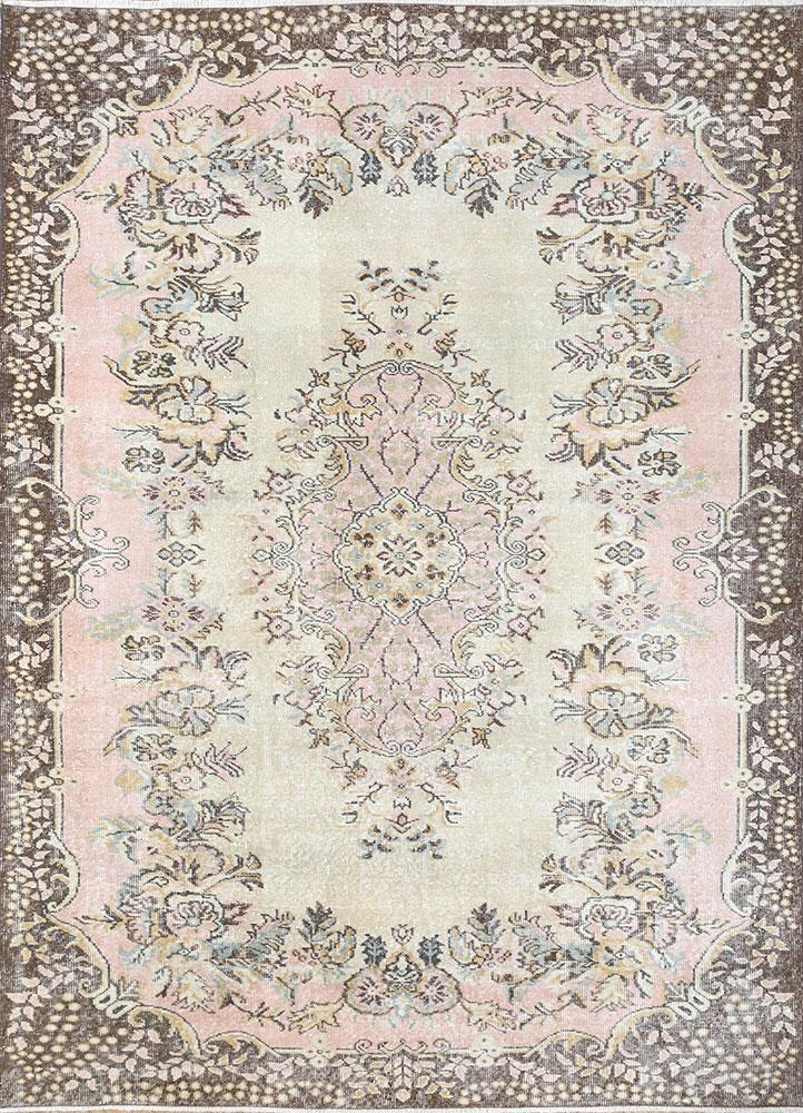 vintage red and orange wool hand knotted Rug - HeadShot