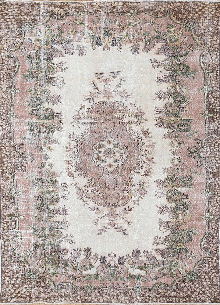 vintage red and orange wool hand knotted Rug - HeadShot