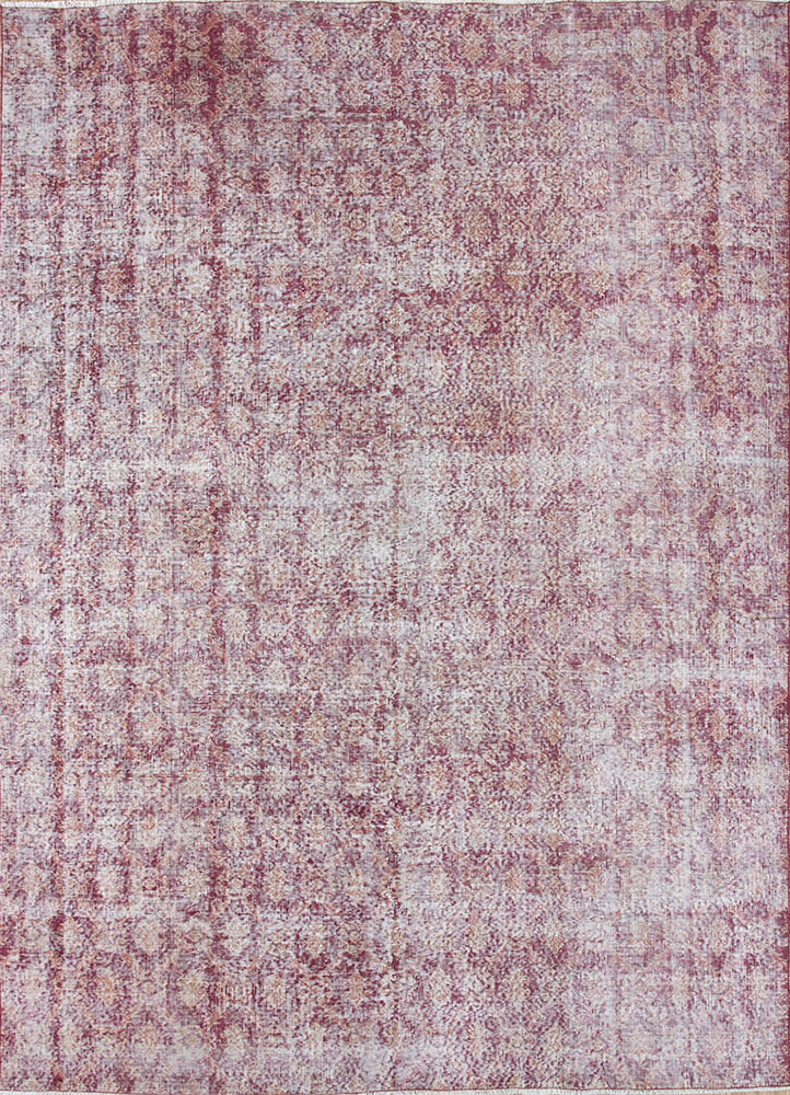 vintage red and orange wool hand knotted Rug - HeadShot