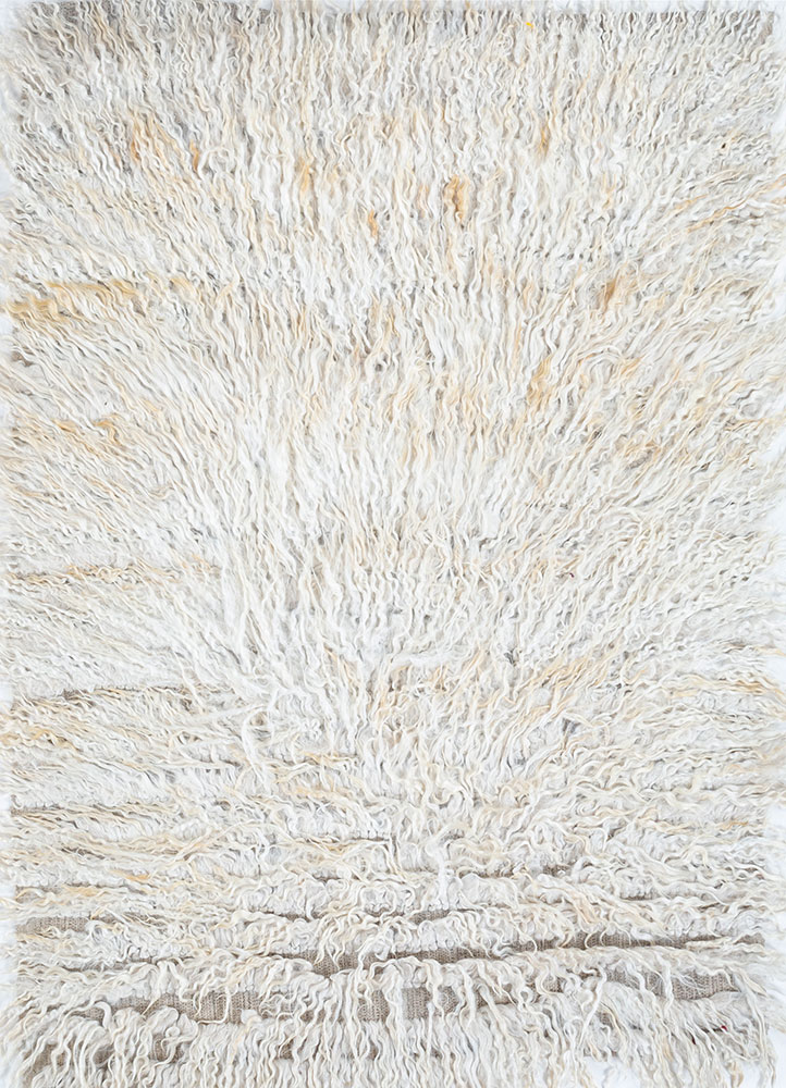 zuri ivory wool hand knotted Rug - HeadShot