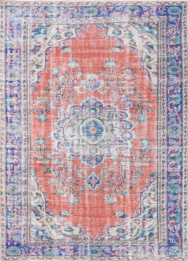 vintage multi wool hand knotted Rug - HeadShot