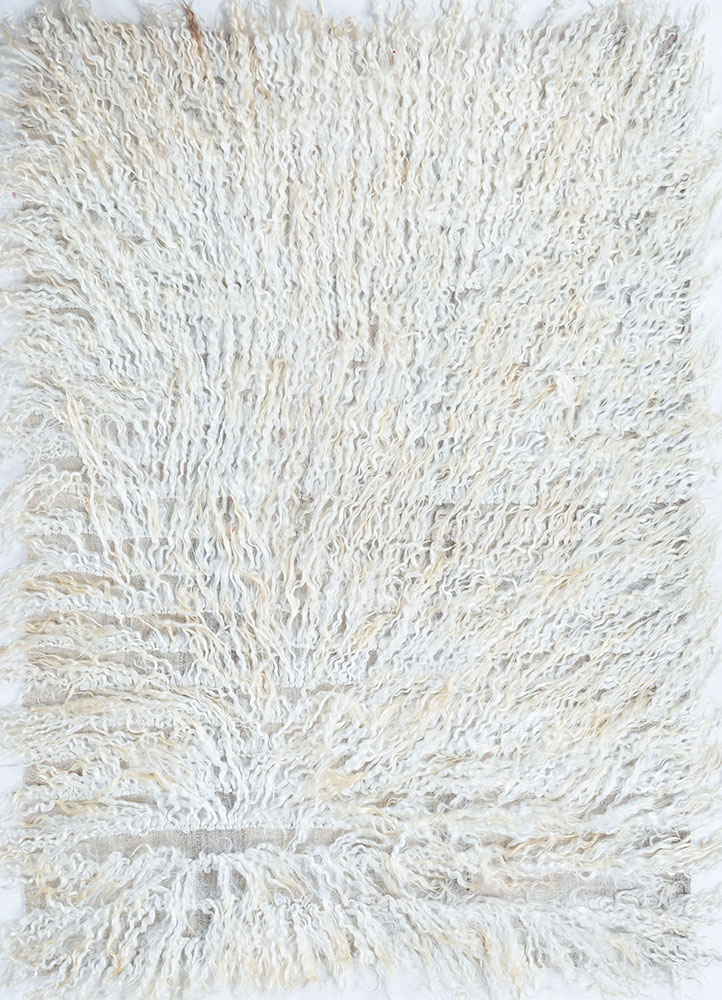 zuri ivory wool hand knotted Rug - HeadShot