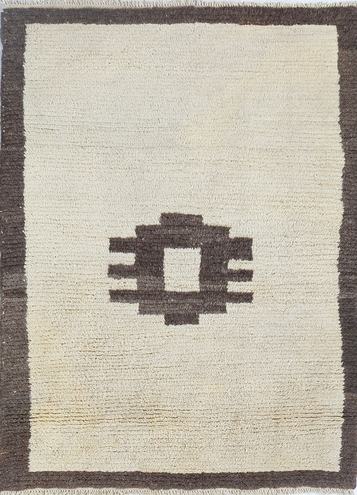 zuri beige and brown wool hand knotted Rug - HeadShot