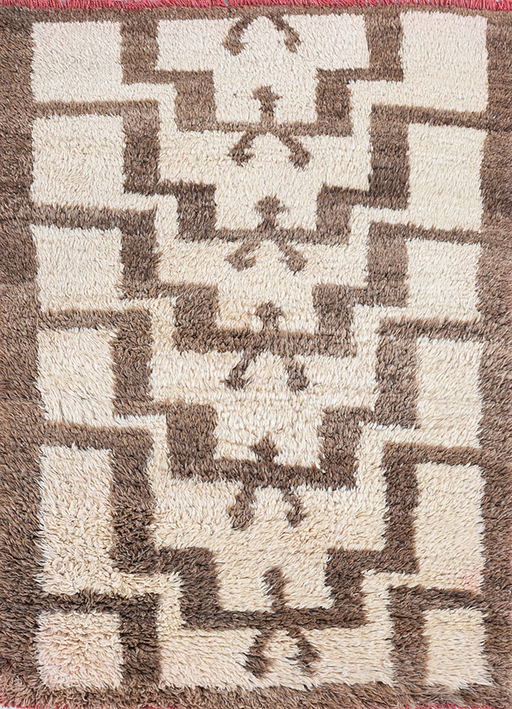 nuray beige and brown wool hand knotted Rug - HeadShot