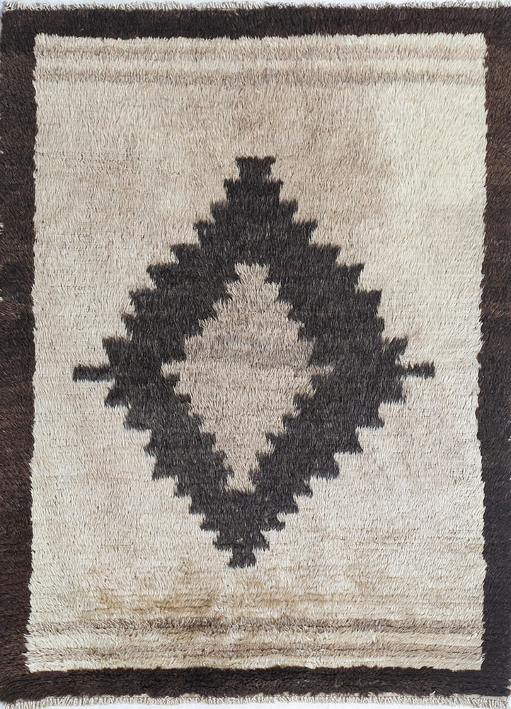 zuri beige and brown wool hand knotted Rug - HeadShot