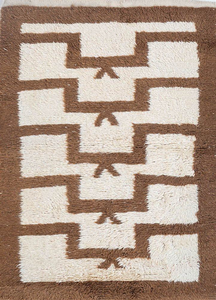 zuri beige and brown wool hand knotted Rug - HeadShot