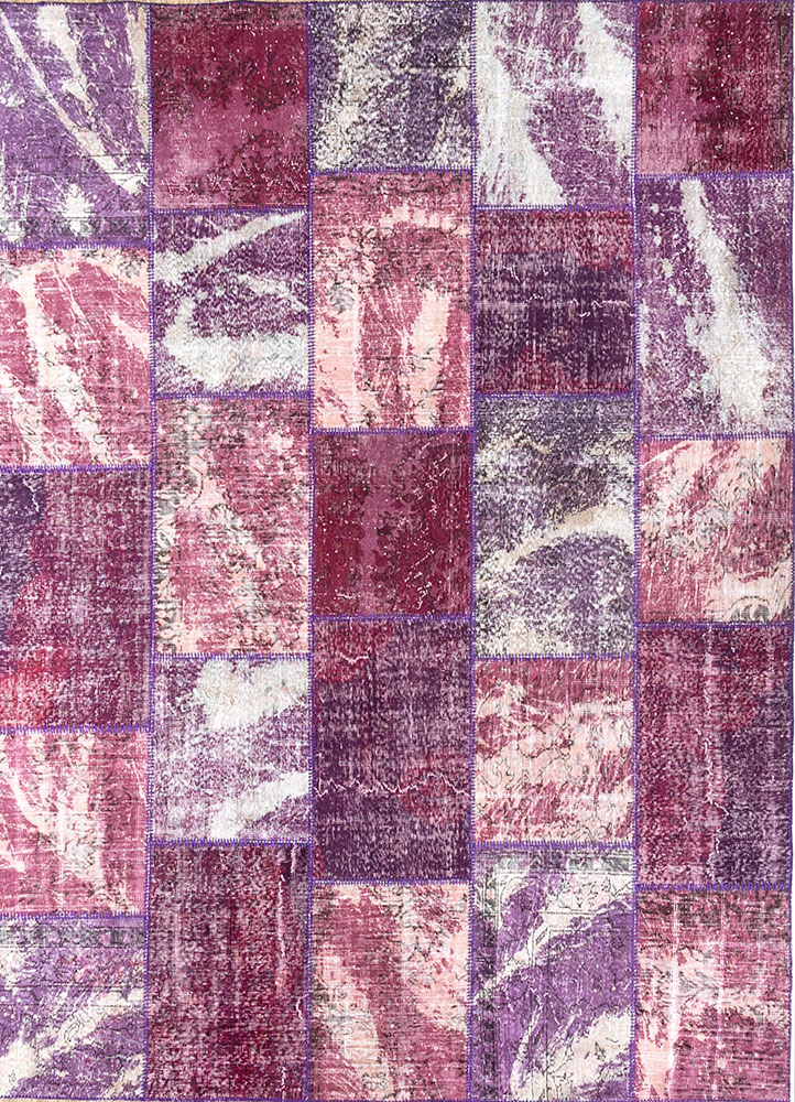 provenance pink and purple wool hand knotted Rug - HeadShot